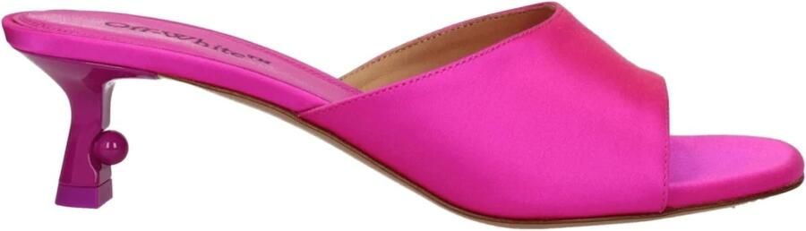 Off White Satijnen Sandalen met Stilettohak - Foto 2