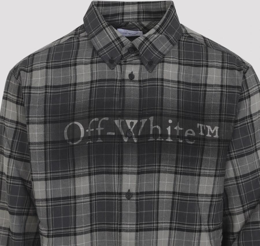 Off White Spray Book Check Flan Reg Shirt