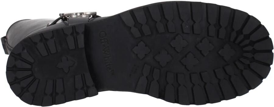 Off White Leren Platte Laarzen