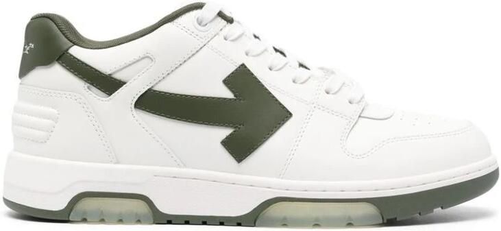Off White Witte Groene Leren Sneaker met Pijlen
