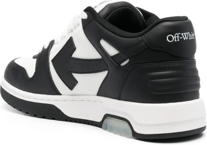Off White Zwarte leren sneakers met pijlenmotief