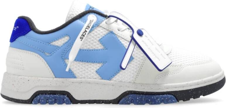 Off White Leren Veterschoenen in Bicolor Blue Heren