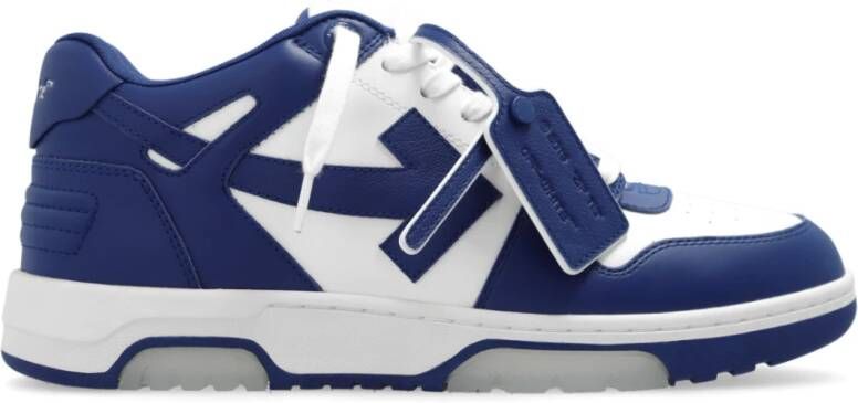 Off White Donkergrijze Zwarte Leren Sneakers Blue Heren