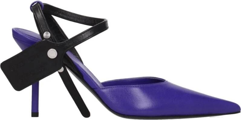 Off White Paarse Leren Hoge Hakken Pumps
