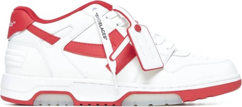 Off White Rode Pijl Leren Sneakers White Heren