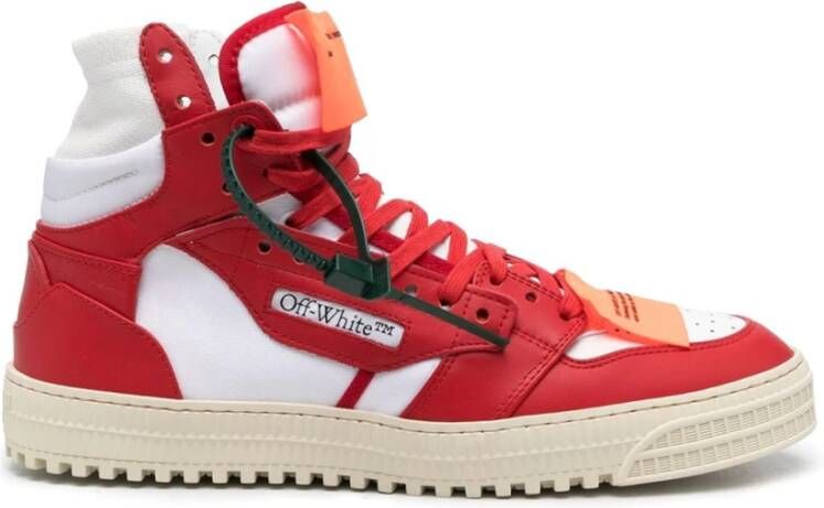 Off White Rood Wit High-Top Sneakers