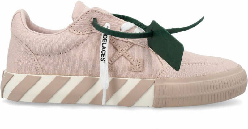 Off White Round Toe Lace-Up Sneakers Beige Dames