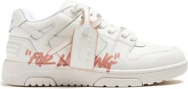 Off White Witte Slim Sneakers met Roze Accents Multicolor Dames