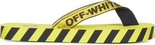 Off-White Industrial teenslippers met diagonale streep Geel - Foto 1