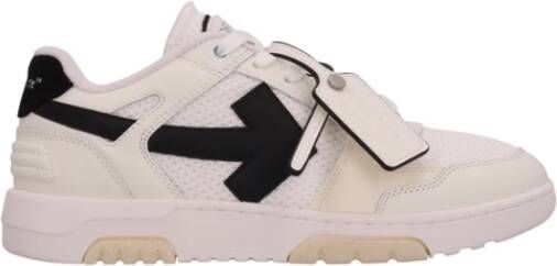 Off White Smalle Veterschoenen Effen Patroon White Heren