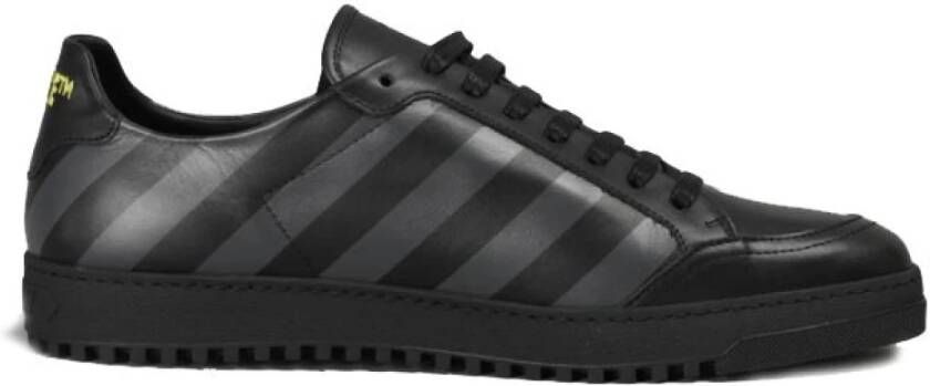 Off White Grijze Gestreepte Leren Sneakers Black Dames