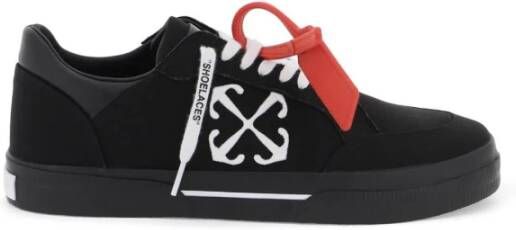 Off White Zwarte Canvas Pijl Geborduurde Sneakers Black Heren