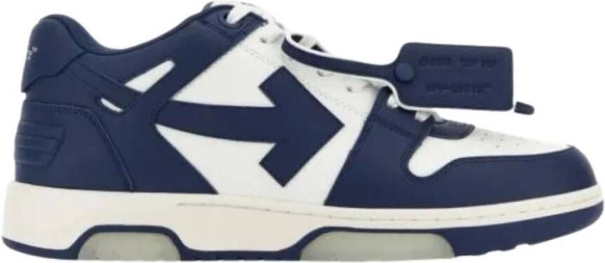 Off White Donkergrijze Zwarte Leren Sneakers Blue Heren