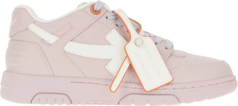 Off White Witte Leren Sneakers voor Vrouwen Pink Dames