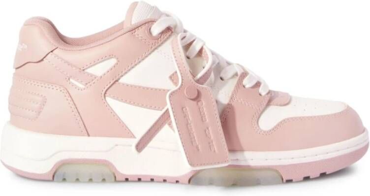 Off White Roze Wit Roze Leren Sneakers Pink Dames