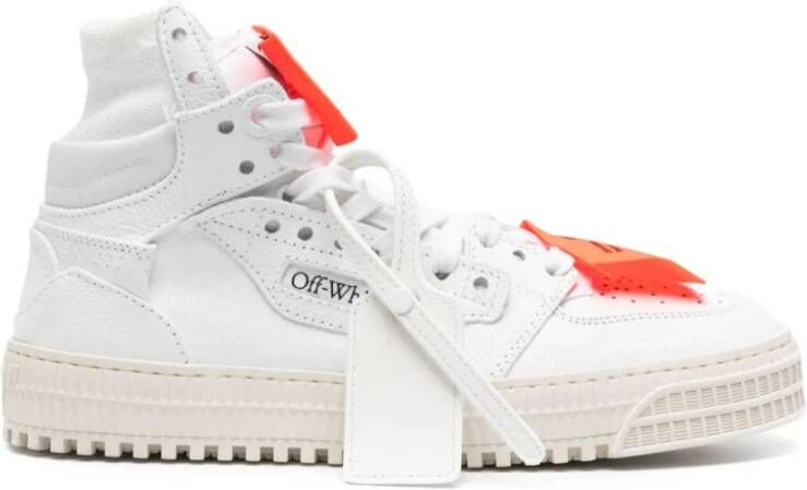Off White Witte Leren Sneakers met Geperforeerd Detail White
