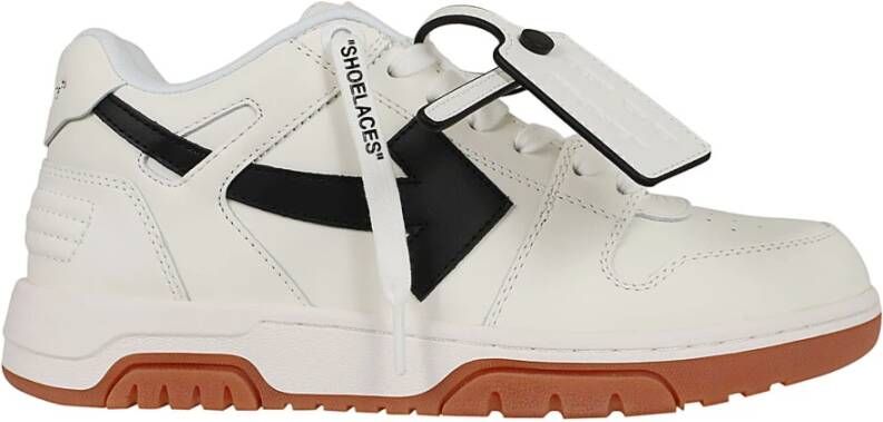 Off White Witte Leren Lage Sneakers met Pijl Patch White Dames