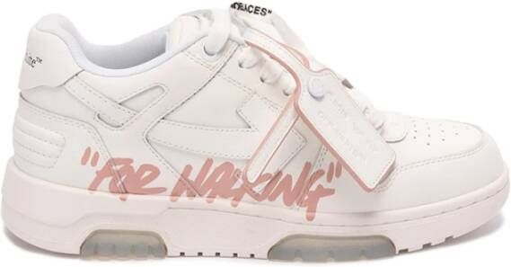 Off White `Out Of Office` `For Walking` Leren Sneakers White Dames