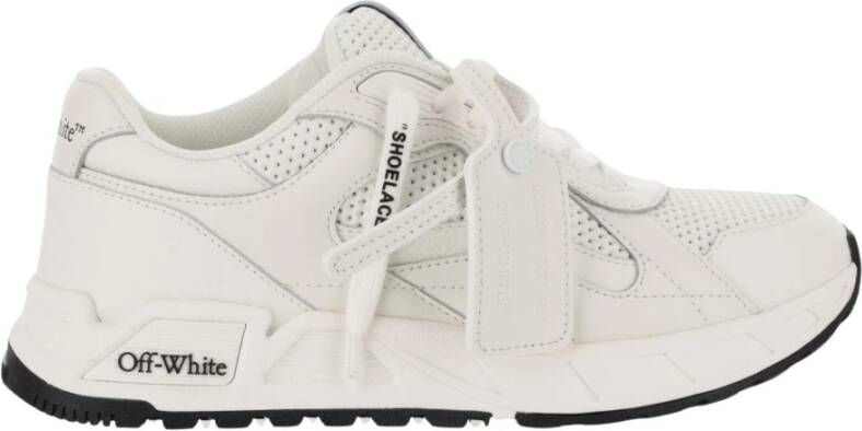Off White Witte Kick Off Sneakers Witte Leren Sneakers Kick Off Sneakers met ritssluiting en logo patch White Dames