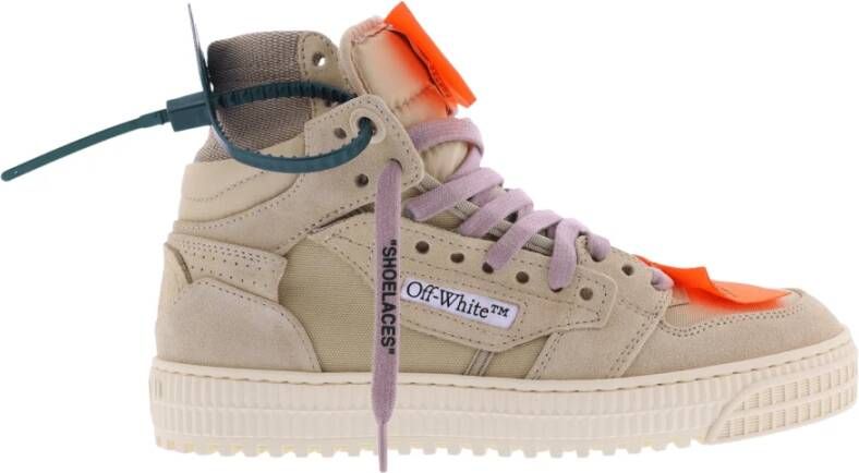 Off White Suede Canvas Sneakers Moderne Vrouw Must-Have Beige Dames