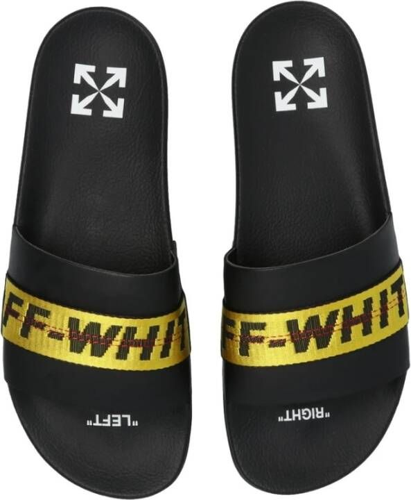 Off White Teenslippers Sliders Zwart Heren