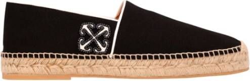 Off White Zwarte Stoffen Espadrille Casual Schoen
