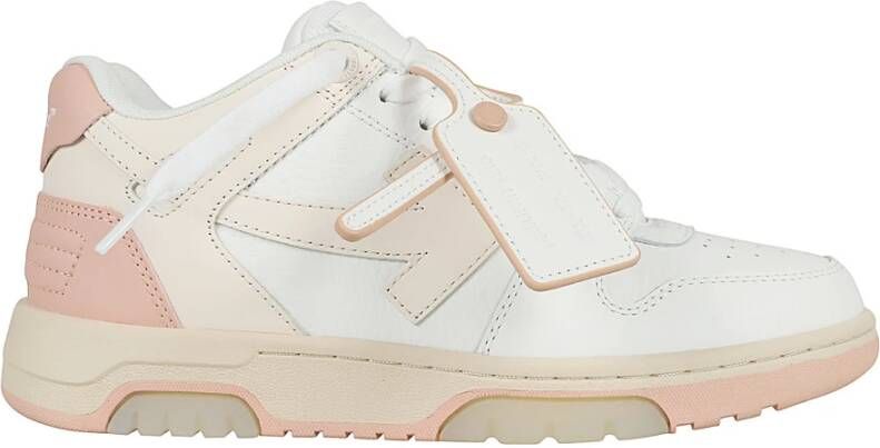 Off White Wit Roze Kalfsleer Sneakers White Dames