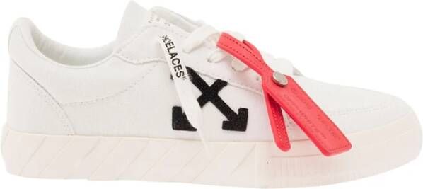 Off White Rode Vulcanized Sneakers met Handtekening Arrows Witte Signature Arrows Sneakers White Dames