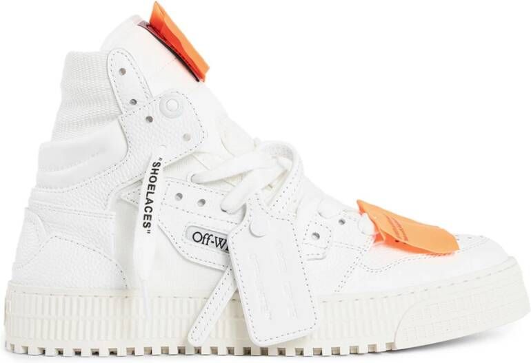 Off White Leren sneakers met stoffen inzetstukken White Heren