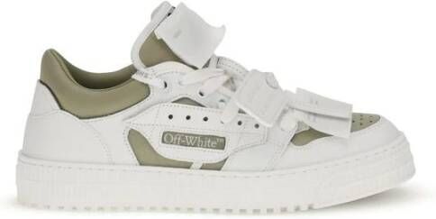 Off White Witte Leren Lage Top Sneakers