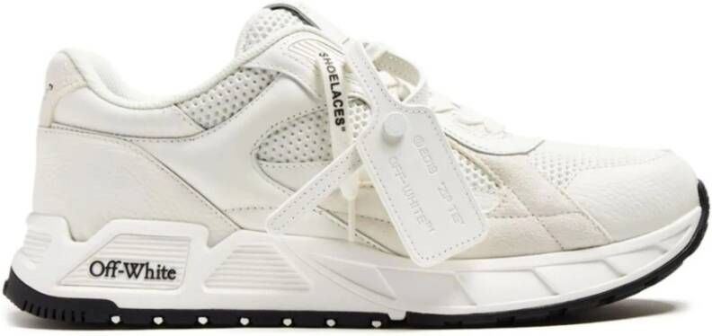 Off White Witte Leren Sneakers met Mesh Detail White Heren
