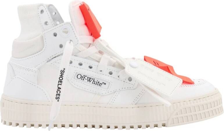 Off White Witte Leren Sneakers met Geperforeerd Detail White