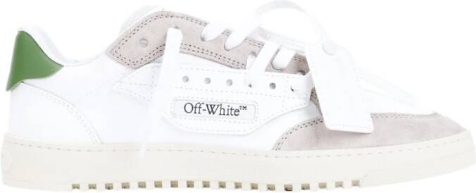 Off White Witte Leren Sneakers Ronde Neus Multicolor Heren