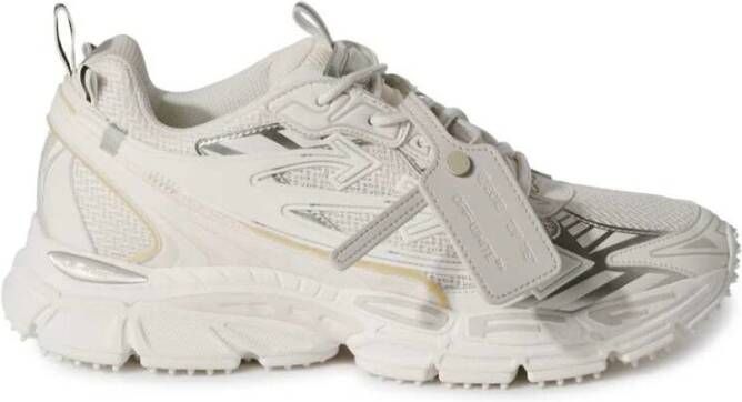 Off White Witte Mesh Sneakers met Handtekeningdetails