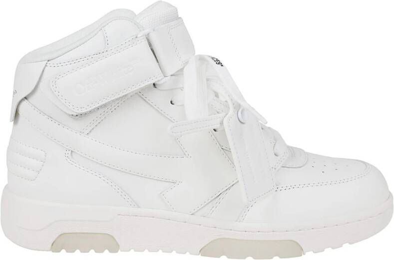 Off White Witte Mid Top Leren Sneakers White Dames