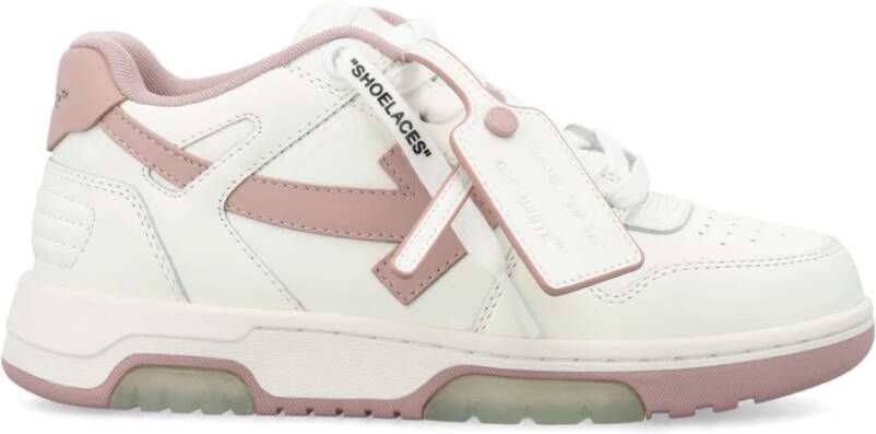 Off White Witte Roze Leren Sneakers Trendy Stijl White Dames