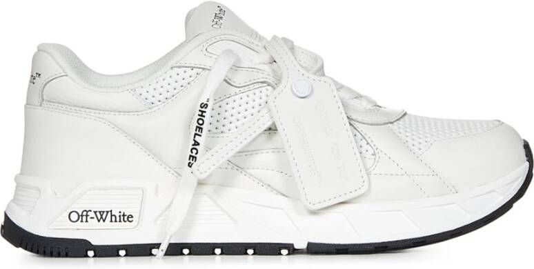 Off White Witte Leren Sneakers met Mesh Panelen White Dames