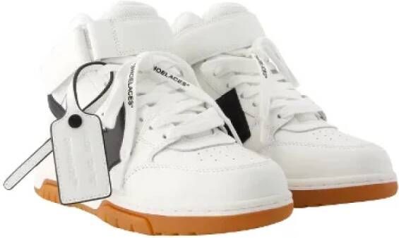 Off White Zwarte en witte leren sneakers Zwart Dames