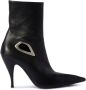 Off White Zwarte Leren Crescent Enkellaarzen Black Dames - Thumbnail 1