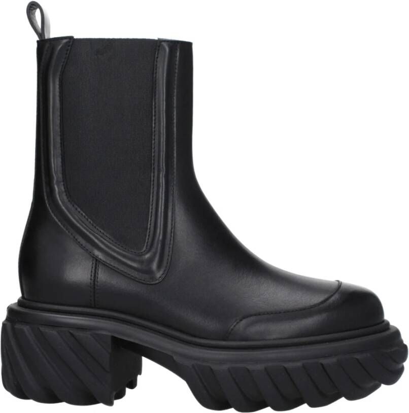 Off White Zwarte Tractor Motor Chelsea Laarzen Black Dames