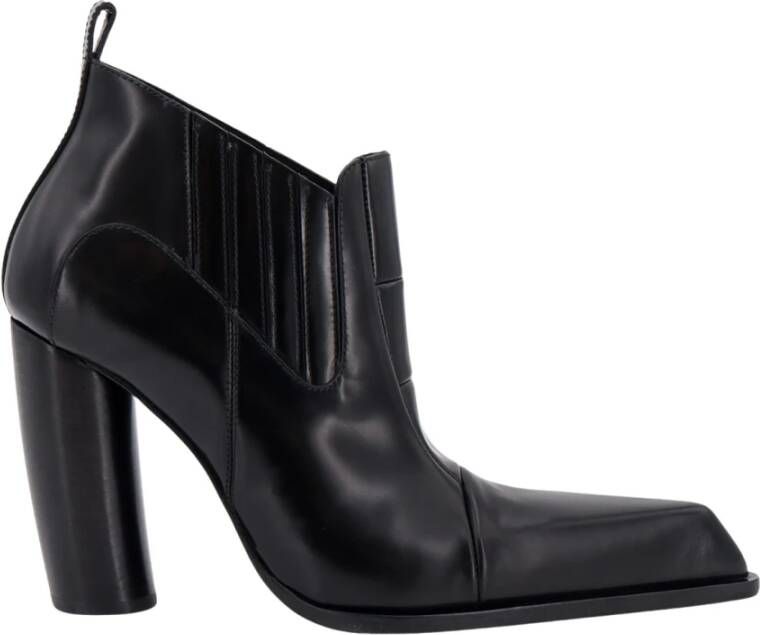 Off White Zwarte Leren Enkellaarzen Black Dames