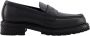 Off White Zwarte leren loafers met reliëflogo - Thumbnail 1