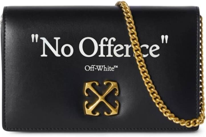 Off White Zwarte leren schoudertas met sloganprint
