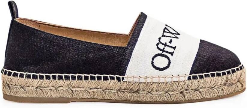 Off White Zwarte Linnen Espadrilles