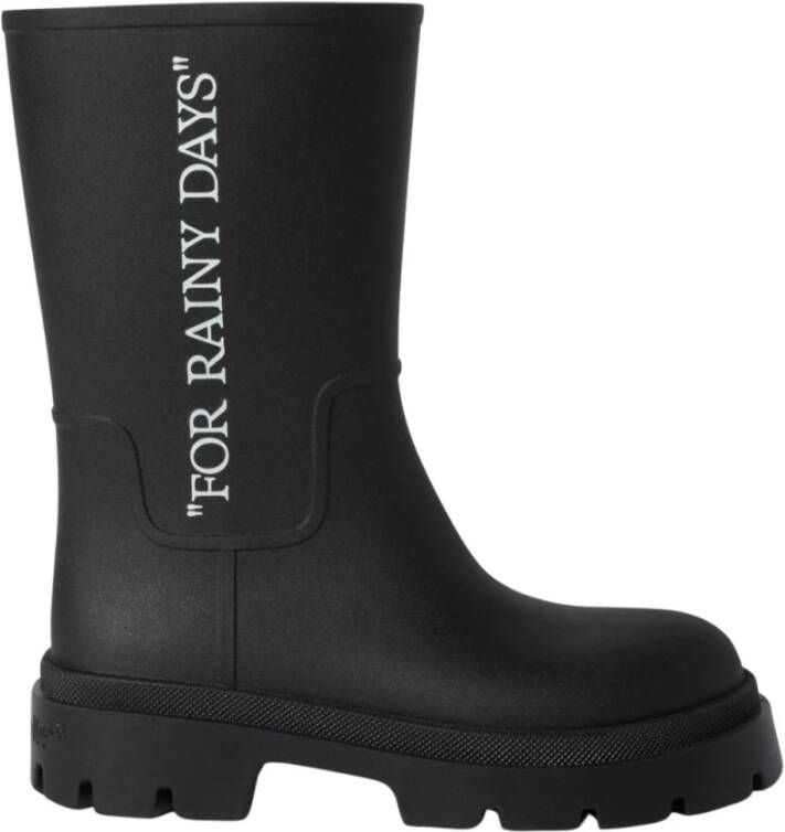 Off White Zwarte Sneakers met Slogan Print Black Dames