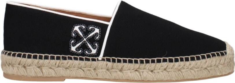 Off White Zwarte Stoffen Espadrille Casual Schoen