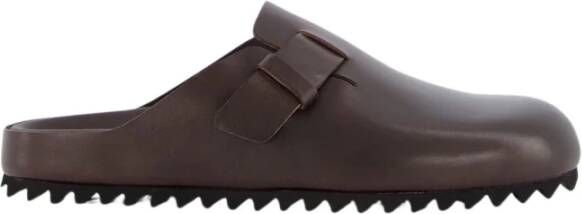 Officine Creative Donkerbruine leren slippers