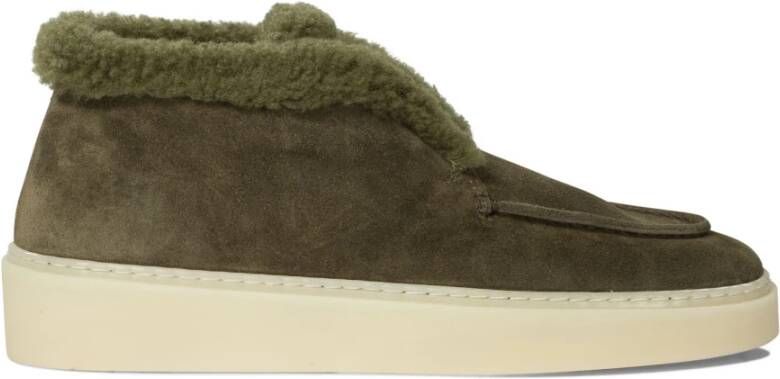 Officine Creative Groene Shearling Enkellaarzen Aw24