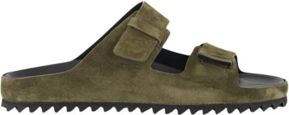 Officine Creative Militair Groene Suède Slide Sandalen