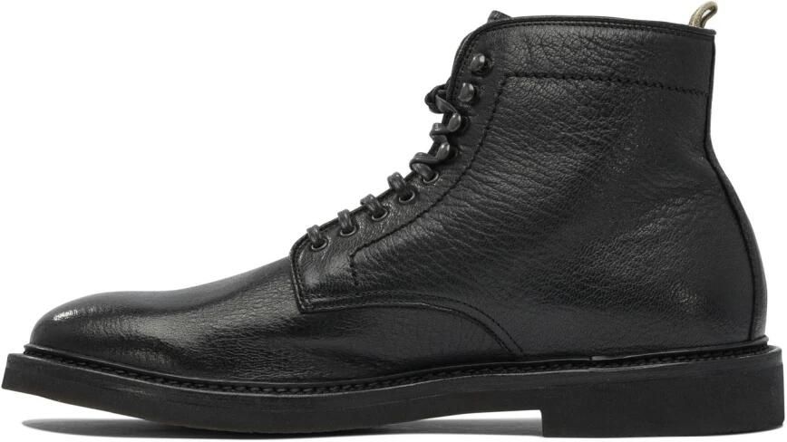 Officine Creative Zwarte Leren Enkellaarzen